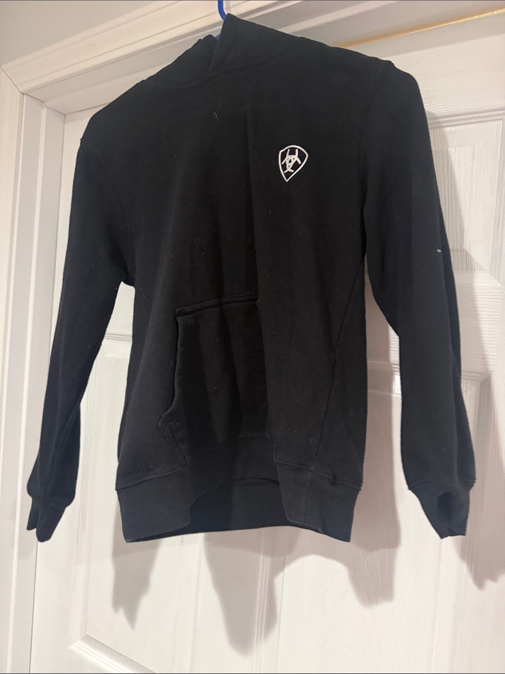 Ariat Black Hooded Sweatshirt with White Shield Emblem